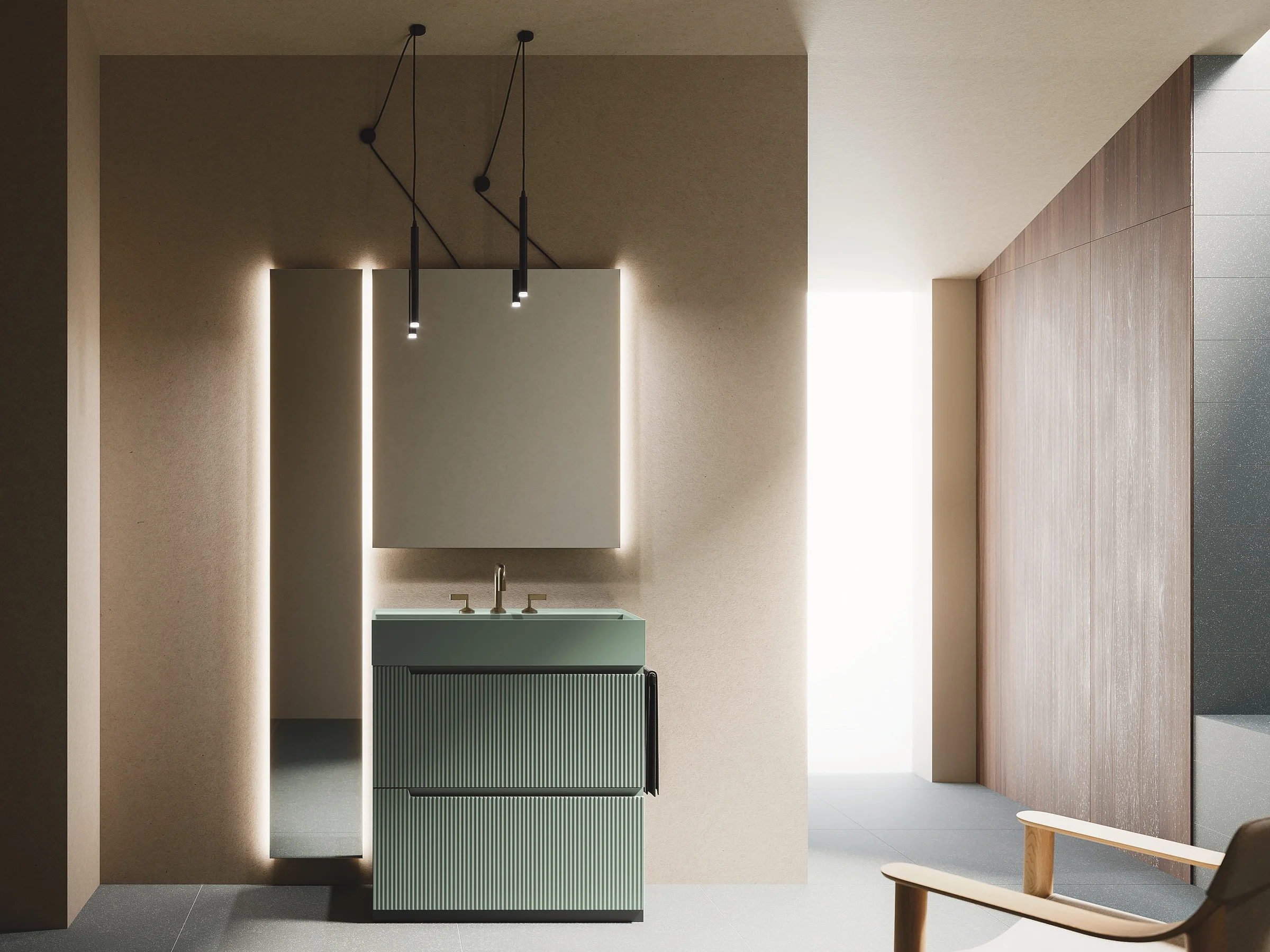 VERTIGO EVO 06 — Fugenloser Waschtisch in Salvia