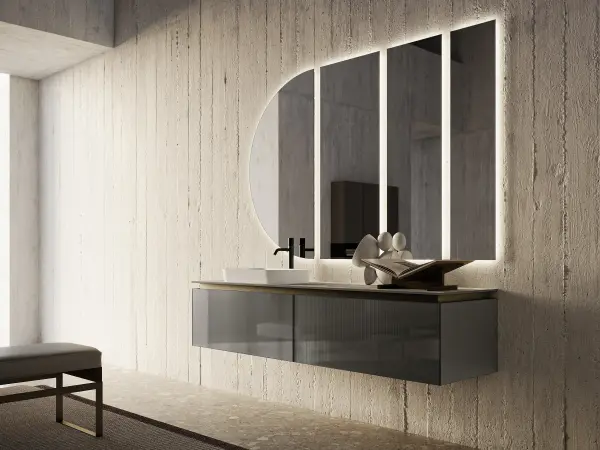 Waschtisch mit Auflagebecken, Serie ALTO, 180 x 52 cm. Individuell geplanter Waschplatz nach Maß.