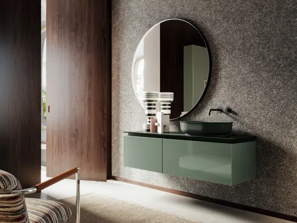 Waschtisch mit Auflagebecken, Serie ALTO, 140 x 45 cm. Individuell geplanter Waschplatz nach Maß.