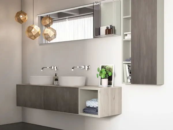 Waschtisch mit Auflagebecken, Serie EDGE-LeCornici, 177 x 52 cm. Individuell geplanter Waschplatz nach Maß.