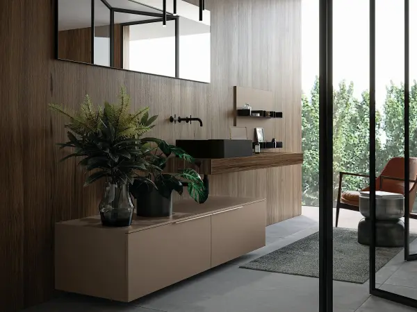 Waschtisch mit Auflagebecken, Serie OLA, 180 x 52 cm. Individuell geplanter Waschplatz nach Maß.