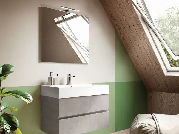 Fugenloser Waschtisch mit Unterschrank, Serie UP&DOWN, 80 x 45 cm. Individuell geplanter Waschplatz nach Maß.