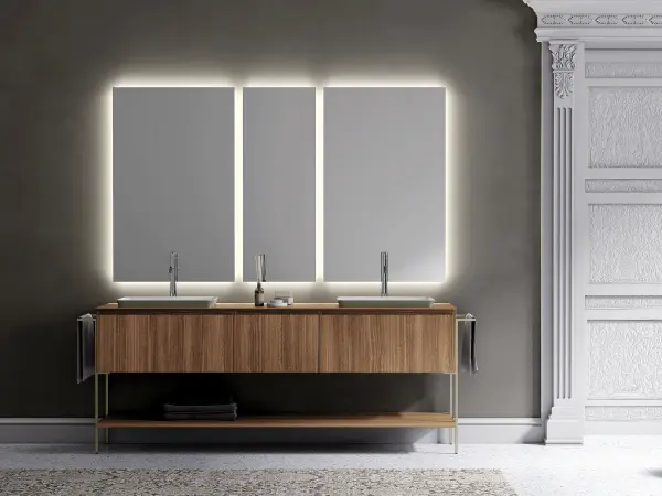 Waschtisch mit Auflagebecken, Serie YOUNG, 220 x 52 cm. Individuell geplanter Waschplatz nach Maß.