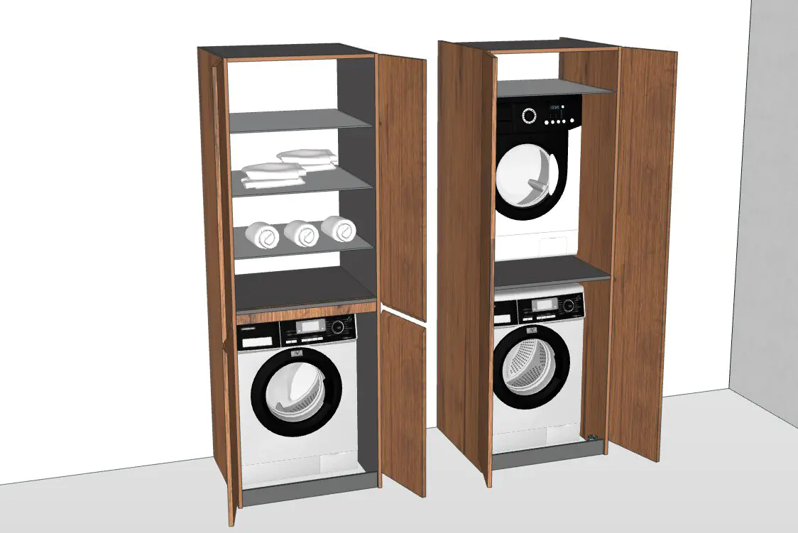 Waschmaschine und Trockner übereinander